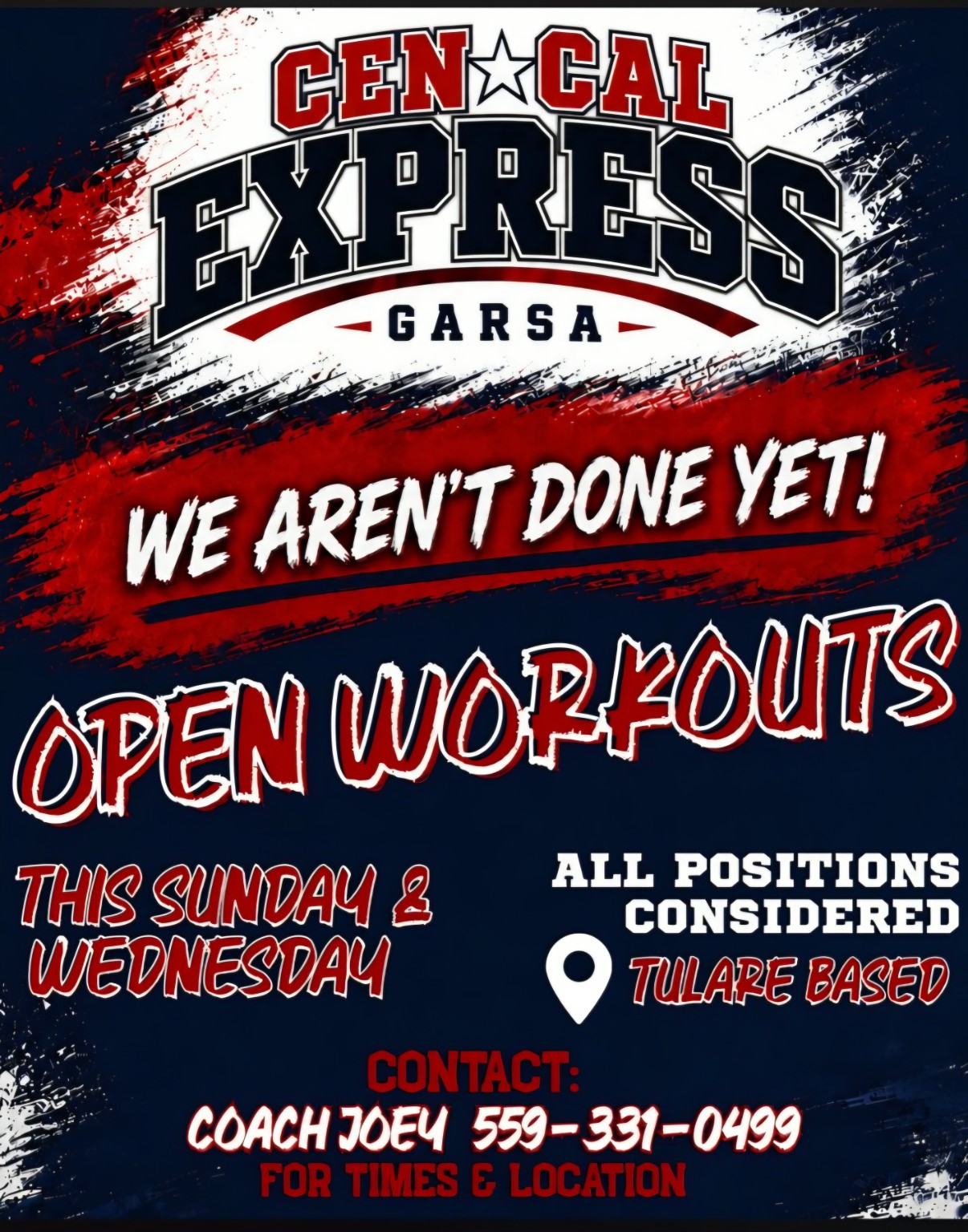 CenCal Express Garsa open workouts flyer